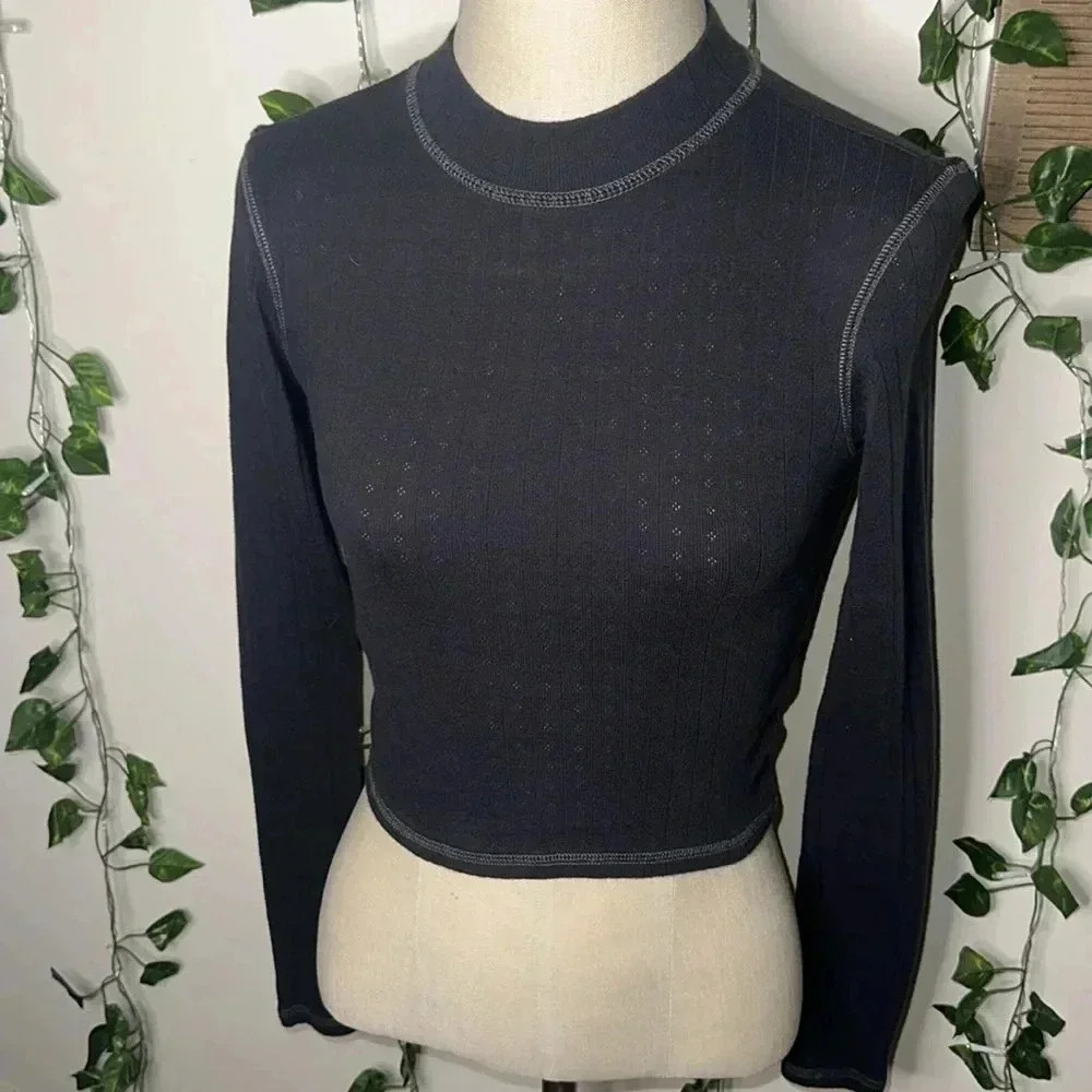American Eagle Mockneck Pointelle Longsleeve - Picture 2 of 5